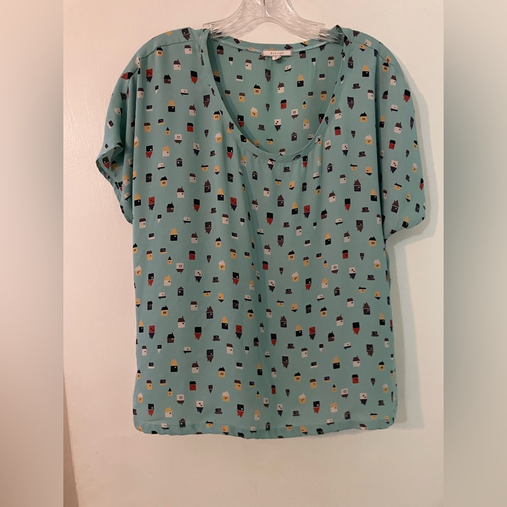Pleione House Print Blouse Sz L